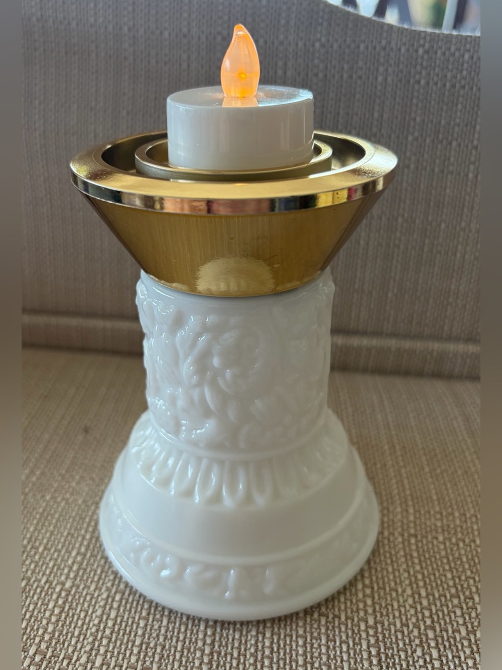 Vintage Avon Milk Glass Regency Candlestick Decanter / 1973 / EUC